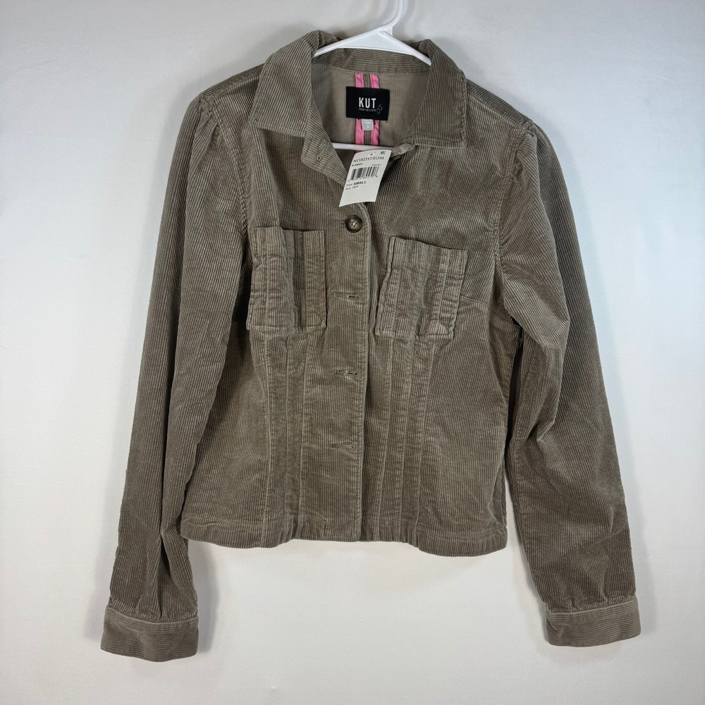 KUT from the Kloth Womens Tan Corduroy Trucker Jacket KJ56401 Khaki Small NWT